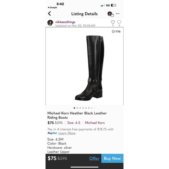 Michael Kors Black Heather Riding Boots Sz8 With MK Logo - Picture 13 of 13